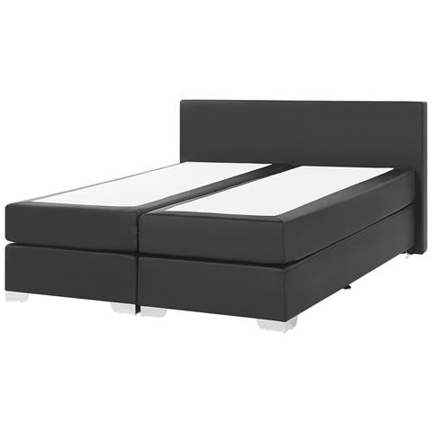 Letto Boxspring In Pelle Nera 160 X 200 Cm President - Foto 31