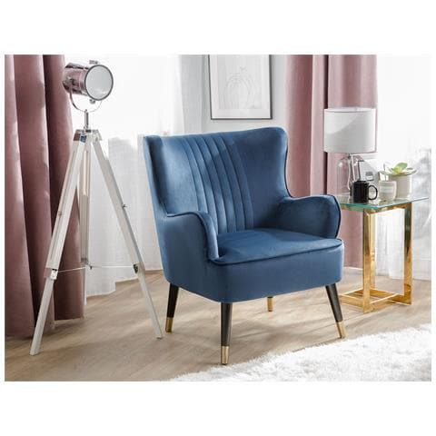 Sedia Wingback In Velluto Blu Varberg - Foto 19