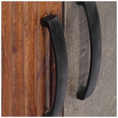 Mobile Porta Tv Grigio 115x30x46 Cm In Massello Di Mango Grezzo - Foto 10