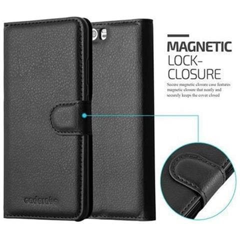 Custodia Compatibile Con Huawei P10 Plus In Nero Carbone - Coperchio Protettiva Con Chiusura Magnetica, Funzione Stand E Tasca Per Le Carte - Foto 2