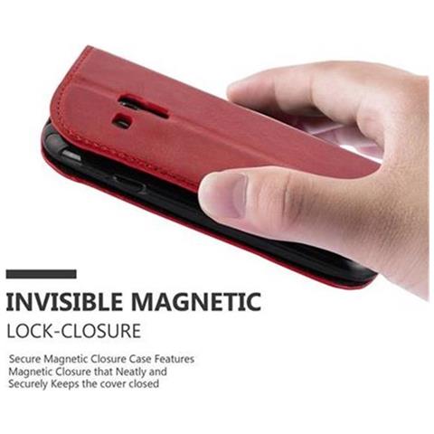 Custodia Compatibile Con Samsung Galaxy S3 Mini In Rosso Mela - Coperchio Protettiva Con Chiusura Magnetica, Funzione Stand E Tasca Per Le Carte - Foto 2