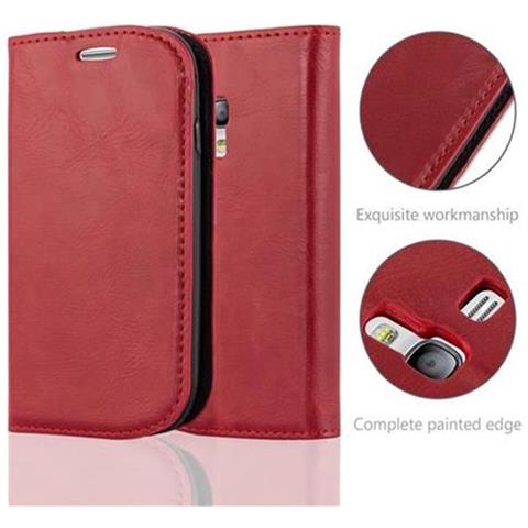 Custodia Compatibile Con Samsung Galaxy S3 Mini In Rosso Mela - Coperchio Protettiva Con Chiusura Magnetica, Funzione Stand E Tasca Per Le Carte - Foto 5