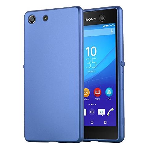 Custodia Compatibile Con Sony Xperia M5 In Blu Metallico - Coperchio Protettivo In Silicone Tpu Flessibile - Foto 2