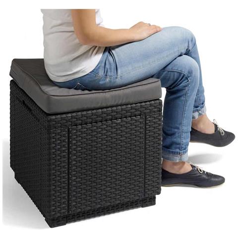 Keter Cubo Pouf Portaoggetti con Cuscino Grafite - Foto 5