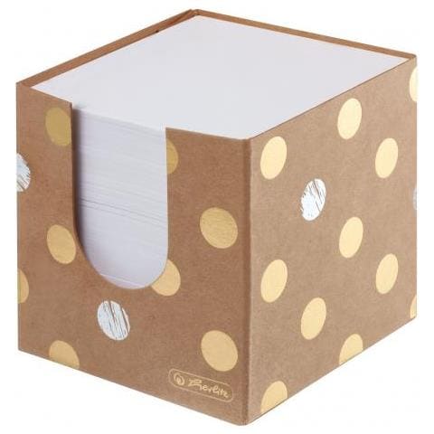 Zettelbox Pure Glam, 90 X 90 Mm, Braun Bedruckt Mit Punkten, Aus Kraftkarton, Papier Holzfrei, - 1 Stck (50021819)  - Foto 1