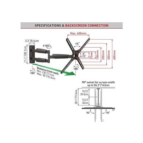 Montaggio A Parete, Full Motion, 13-65 "", Peso Massimo (capacità) 36 Kg, Nero - Foto 1