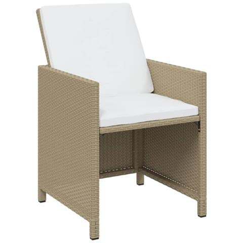 Set Da Pranzo Per Giardino 13pz Con Cuscini In Polyrattan Beige - Foto 2