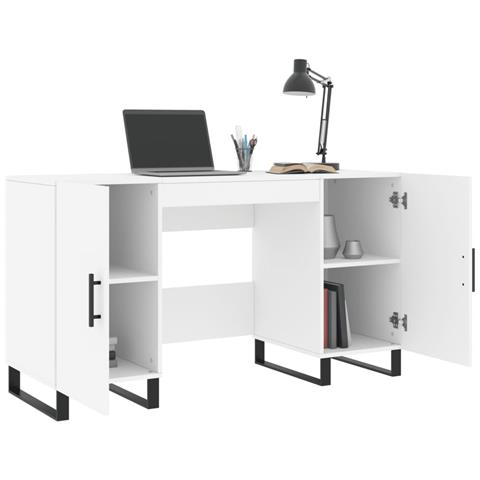 Scrivania Bianca 140x50x75 Cm In Legno Multistrato - Foto 2