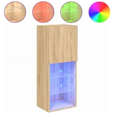 Mobile Tv Con Luci Led Rovere Sonoma 40,5x30x102 Cm - Foto 2