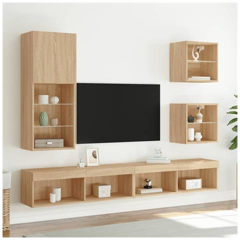 Mobile Tv Con Luci Led Rovere Sonoma 40,5x30x102 Cm - Foto 3