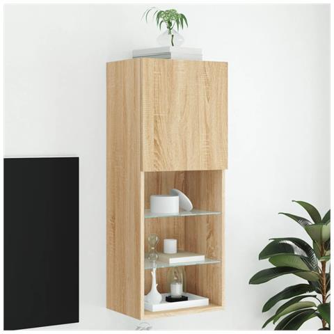 Mobile Tv Con Luci Led Rovere Sonoma 40,5x30x102 Cm - Foto 1