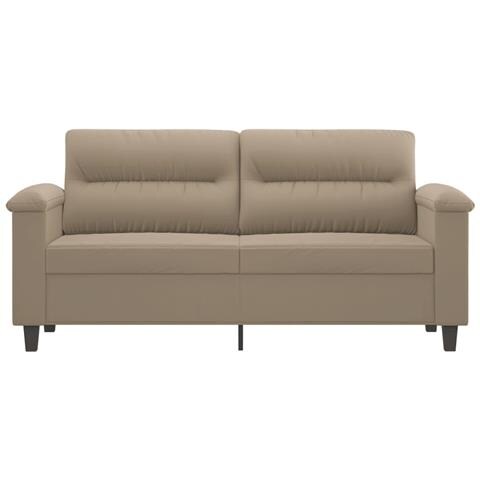 Divano A 2 Posti Tortora 140 Cm In Tessuto Microfibra - Foto 3