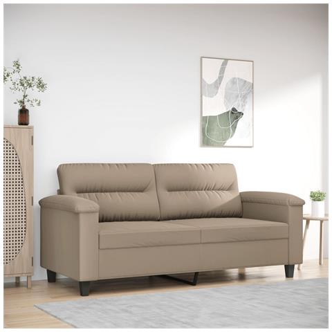 Divano A 2 Posti Tortora 140 Cm In Tessuto Microfibra - Foto 1