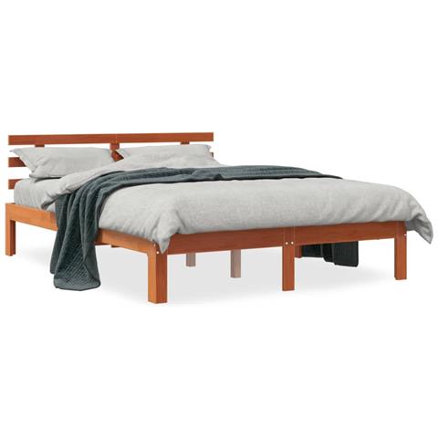 Giroletto Con Testiera Marrone Cera 120x190 Cm Massello Pino - Foto 1