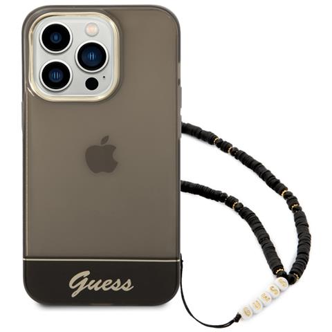 Cover Per Iphone 14 Pro Con Cinturino Di Perle, Nero - Foto 1