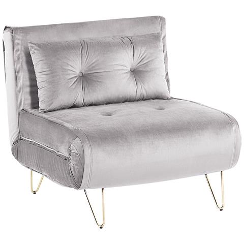 Divano Letto Singolo Vestfold Velluto Grigio - Foto 2