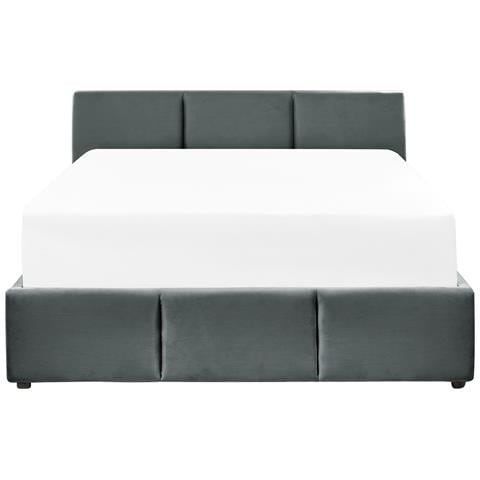 Letto Contenitore Velluto Bousse 140 X 200 Cm Grigio Scuro - Foto 2