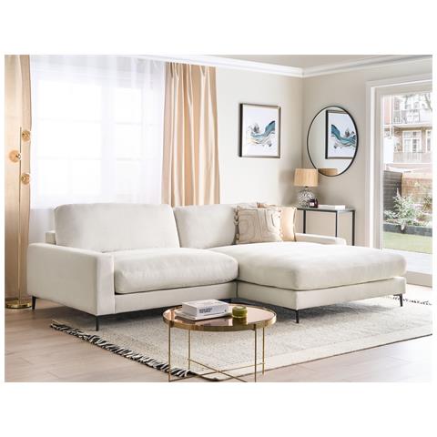 Divano Angolare 3 Posti Maloy Ciniglia Bianco Sporco Lato Sinistro - Foto 1