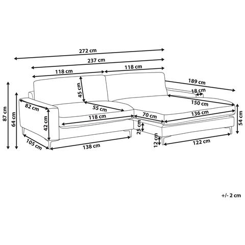 Divano Angolare 3 Posti Maloy Ciniglia Bianco Sporco Lato Sinistro - Foto 14