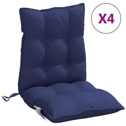 Cuscini Sedia Schienale Basso 4 Pz Blu Marino In Tessuto Oxford - Foto 2