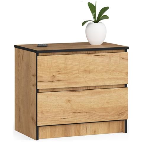 Comodino K60, 2 cassetti, 60x40x55 cm, Colore Quercia Craft - Foto 1
