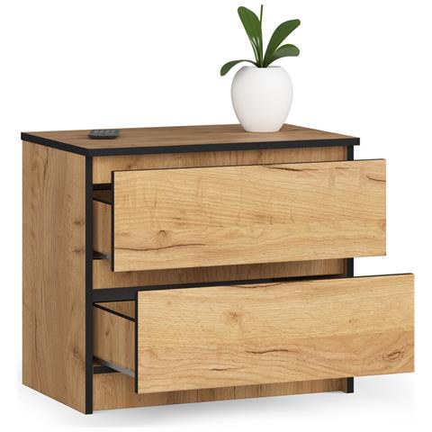 Comodino K60, 2 cassetti, 60x40x55 cm, Colore Quercia Craft - Foto 2