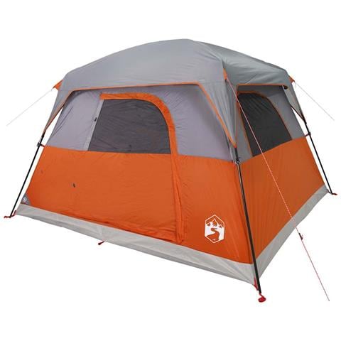 Tenda da Campeggio a Cabina 4 Persone Arancione Impermeabile - Foto 2