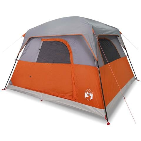 Tenda da Campeggio a Cabina 4 Persone Arancione Impermeabile - Foto 1