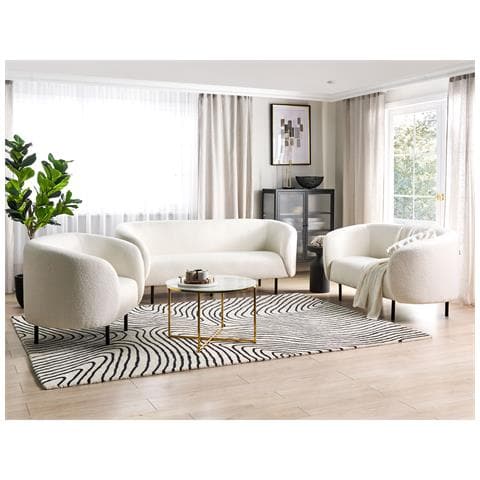 Set Da Salotto 6 Posti Loen Bouclé Bianco - Foto 1
