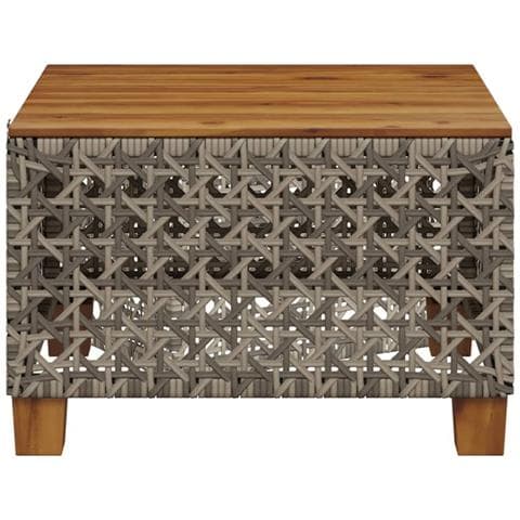 Tavolo Da Giardino Grigio 55x55x36 Cm Polyrattan E Legno Acacia - Foto 2
