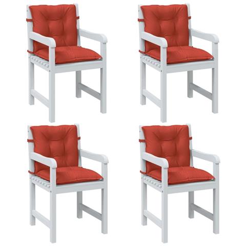 Cuscini Sedia Schiena Bassa 4 Pz Rosso Mélange 100x50x7 Tessuto - Foto 1
