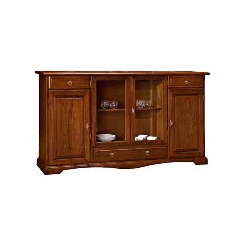 Madia Credenza Arte Povera In Legno 4 Porte Tinta Noce L. 205 P. 49 H. 113 - Foto 1