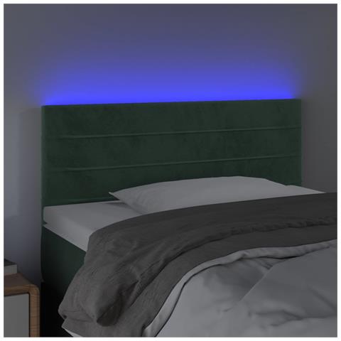 Testiera A Led Verde Scuro 90x5x78/88 Cm In Similpelle - Foto 3
