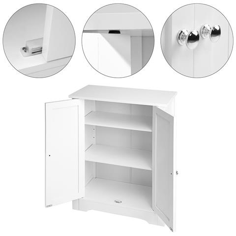 Mobiletto Armadietto Bagno 2 Ante Mobile Armadio in Legno MDF Bianco 60x30x80cm - Foto 2