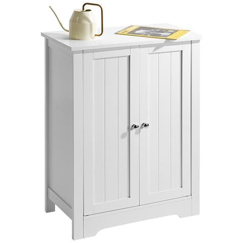 Mobiletto Armadietto Bagno 2 Ante Mobile Armadio in Legno MDF Bianco 60x30x80cm - Foto 1