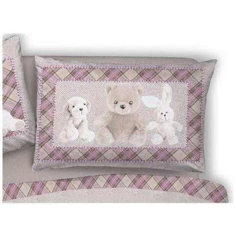 Copripiumino Sacco Piumone Pensieri Delicati Cotone Disegno Peluches Matrimoniale Rosa - Foto 2