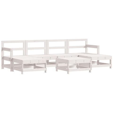 Set Salotto Da Giardino 7 Pz Bianco In Legno Massello Di Pino - Foto 2