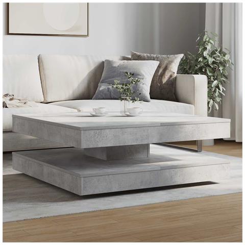 Tavolino Da Caffè Girevole A 360 Gradi Grigio 90x90x34,5 Cm - Foto 3