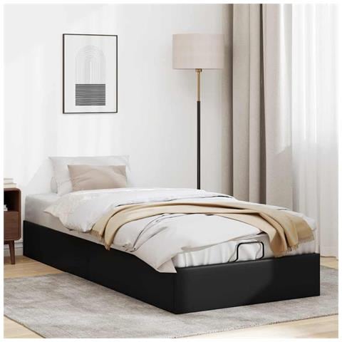 Struttura Letto Pouf Senza Materasso Nero 80x200 Cm Similpelle - Foto 3
