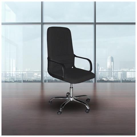 Poltrona Da Ufficio Cr106h In Tessuto Nero E Base Cromata - Foto 1