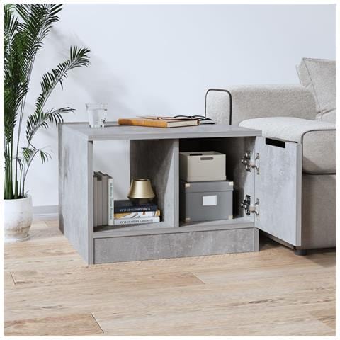 Tavolino Salotto Grigio Cemento 50x50x36 Cm Legno Multistrato - Foto 2