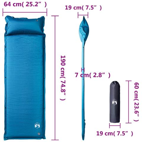 Materasso Campeggio Autogonfiabile Cuscino 1 Persona Turchese - Foto 6