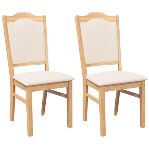 Sedie da Pranzo con Cuscini 2 pz in Legno Massello di Hevea - Foto 1