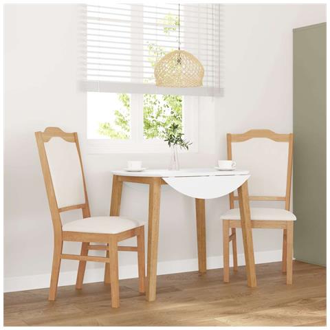 Sedie da Pranzo con Cuscini 2 pz in Legno Massello di Hevea - Foto 2