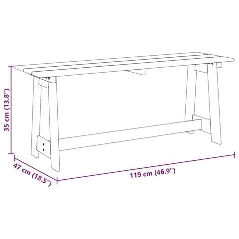 Panchina da esterno 119x35x47 cm in legno massello di pino - Foto 9