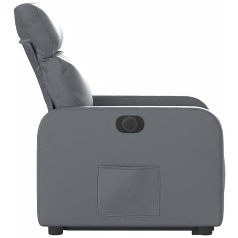 Poltrona Alzapersona Reclinabile Grigio in Similpelle - Foto 9