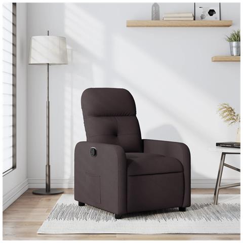 Poltrona Reclinabile Marrone Scuro in Tessuto - Foto 2