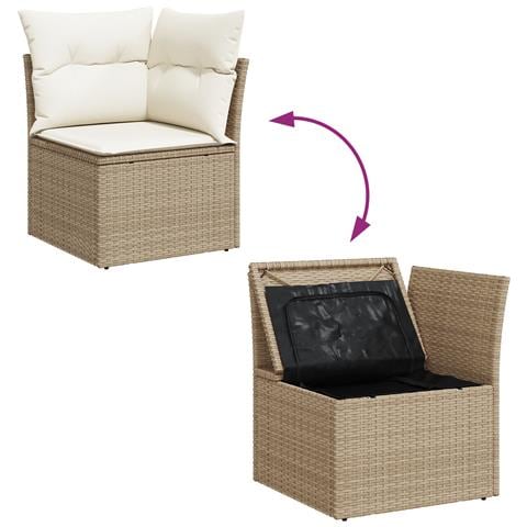 Set Divano da Giardino 6 Pezzi con Cuscini Beige Poly Rattan - Foto 9