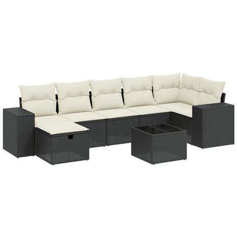 Set Divani da Giardino con Cuscini 8 pz Nero in Polyrattan - Foto 1