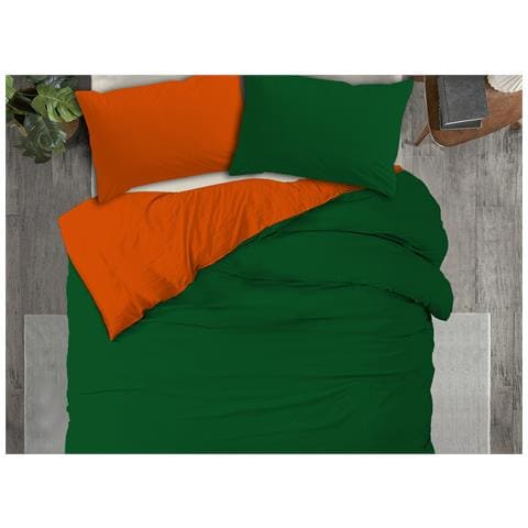 Copripiumino No Stiro Tinta Unita Bicolor Microfibra Effetto Manopesca Francesca Piazza E Mezza Bosco-rust - Foto 1